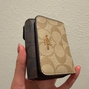 Coach Tan and Brown Canvas Wallet